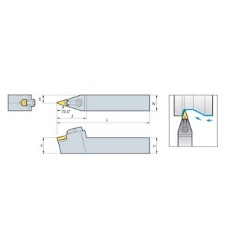 porta inserto de gran porte, vástago 20mm x20mm, con inserto tipo rombo de 16mm de lado, marca Derek